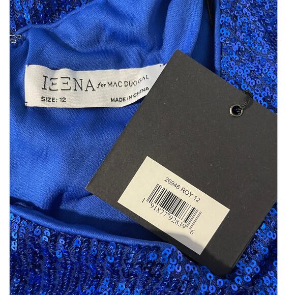 Mac Duggal Size 12 NWT Style 26946 Royal Blue Sequined One Shoulder Mini Dress - Picture 6 of 7